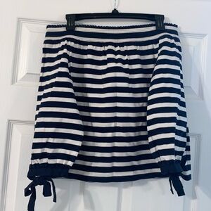 JCREW Off Shoulder Blue Striped Shirt